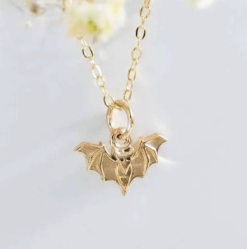 Gold Filled Bronze Mini Bat Necklace - Product Image