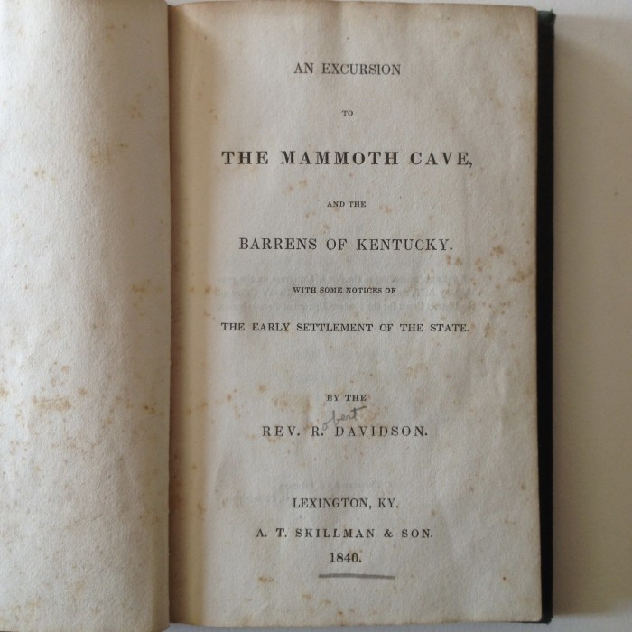 An Excursion to the Mammoth Cave and the Barrens of Kentucky