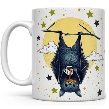 Bat Drinking Coffee 15 oz. Mug - Product Image