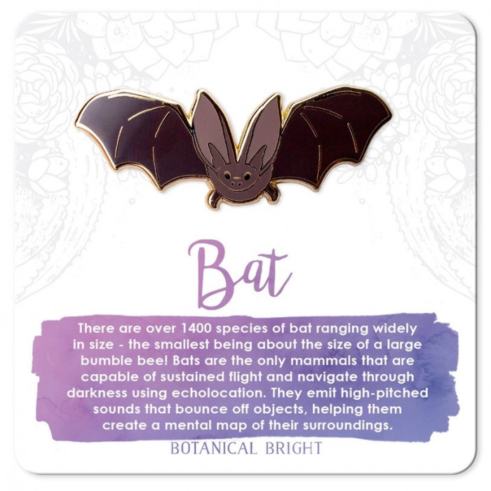 Bat Enamel Pin With Informative Card