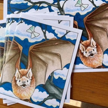 Big Brown Bat Wrap Around Blank Notecard - Product Image