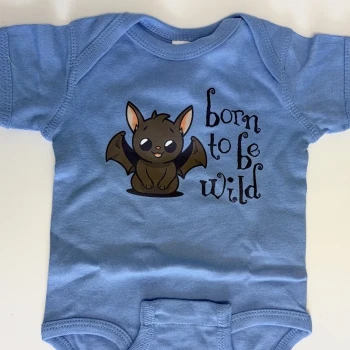 Born To Be Wild Bats Infant Onesie Carolina Blue Body Suit - Product Image