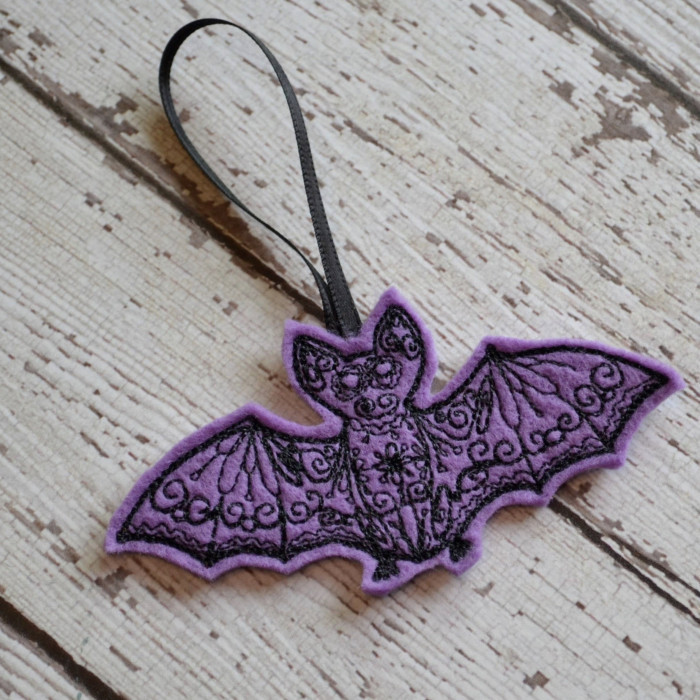 Embroidered Felt Bat Ornament (Two Colors Available)