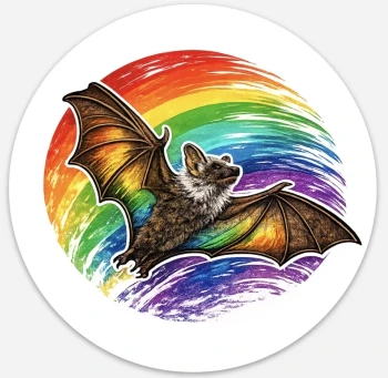 Hawaiian Hoary Bat Four Inch Circle Sticker - Product Image