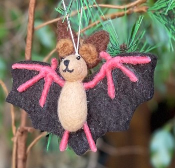Long-Eared Bat Felt Ornament - Product Image