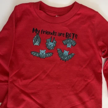 My Friends Are Bats Infant Red Long Sleeve Toddler Tees - Product Image