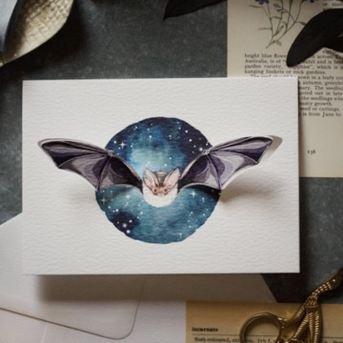 PopOutBatWatercolorGreetingsCard