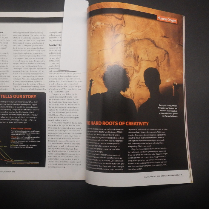 Science Illustrated, January 2008, with a single page on cave paintings in East Africa