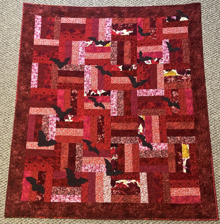 Twilight Emergence Bat Quilt 54 x 63. SOLD